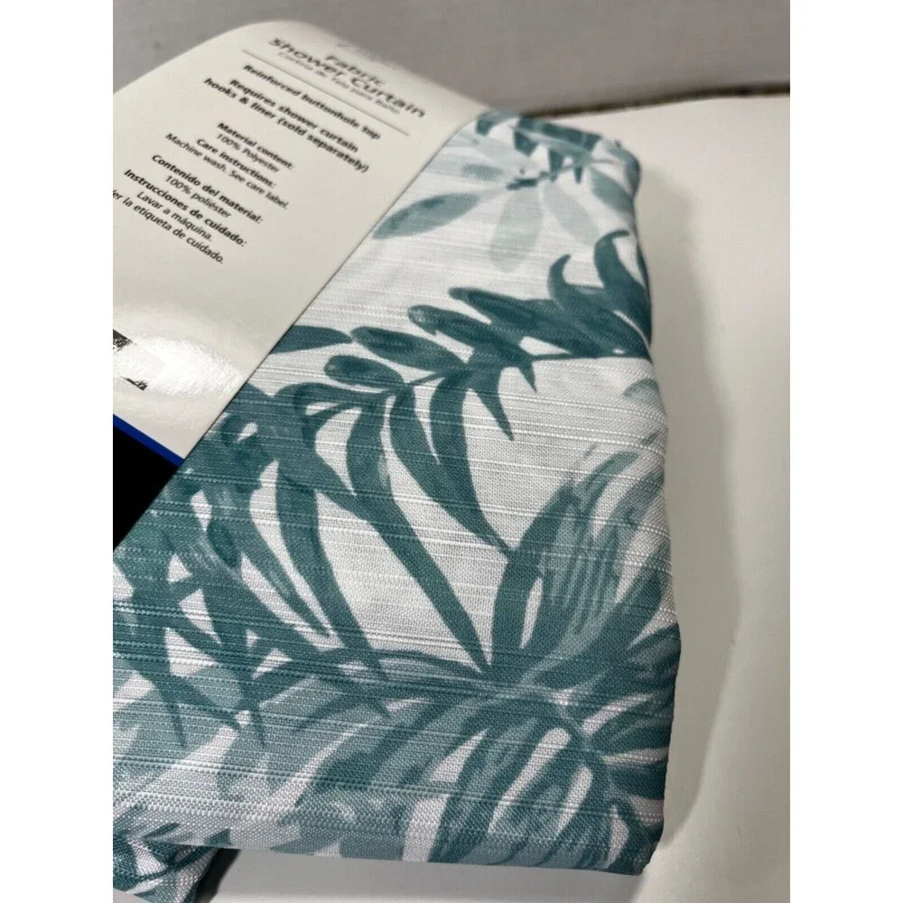 Mainstays Fabric Shower Curtain 72x72 In Palm Prints All Polyester